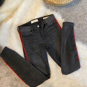 Pacsun black skinny jeans with red stripes